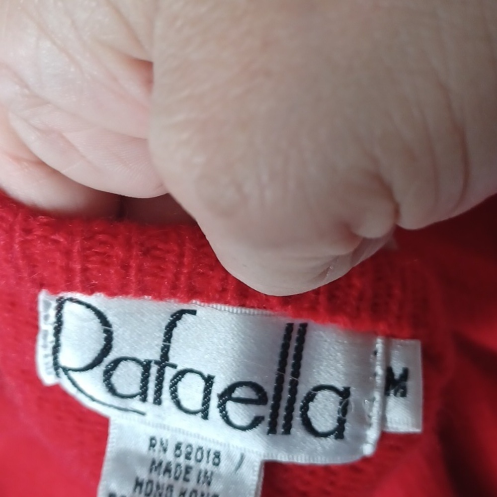 Vtg Rafaella Red Plaid Long Sleeve wool/Angora  Cardigan - Picture 7 of 8